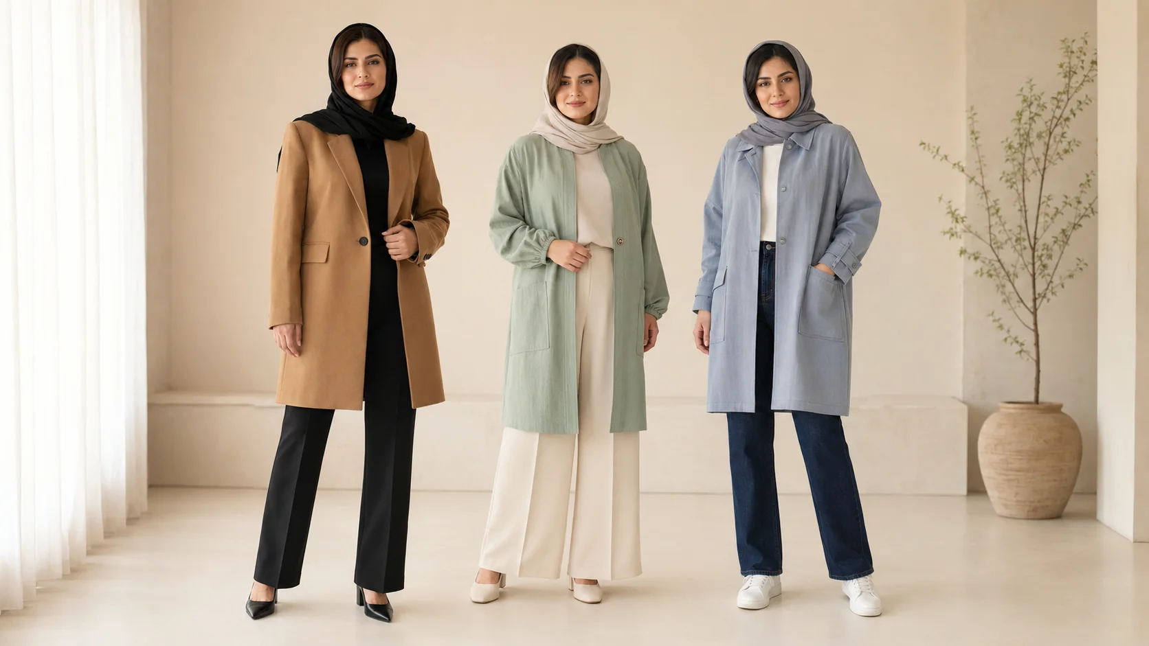 ست مانتو زنانه با شلوار راسته، گشاد و جین