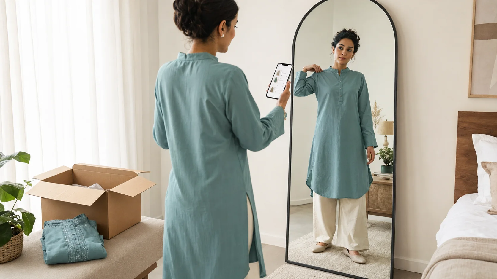 check-online-clothing-fit بررسی تنخور لباس زنانه خریداریشده از فروشگاه اینترنتی
