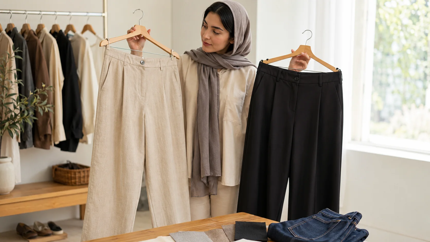 مقایسه جنس پارچه شلوار زنانه برای استفاده روزمره