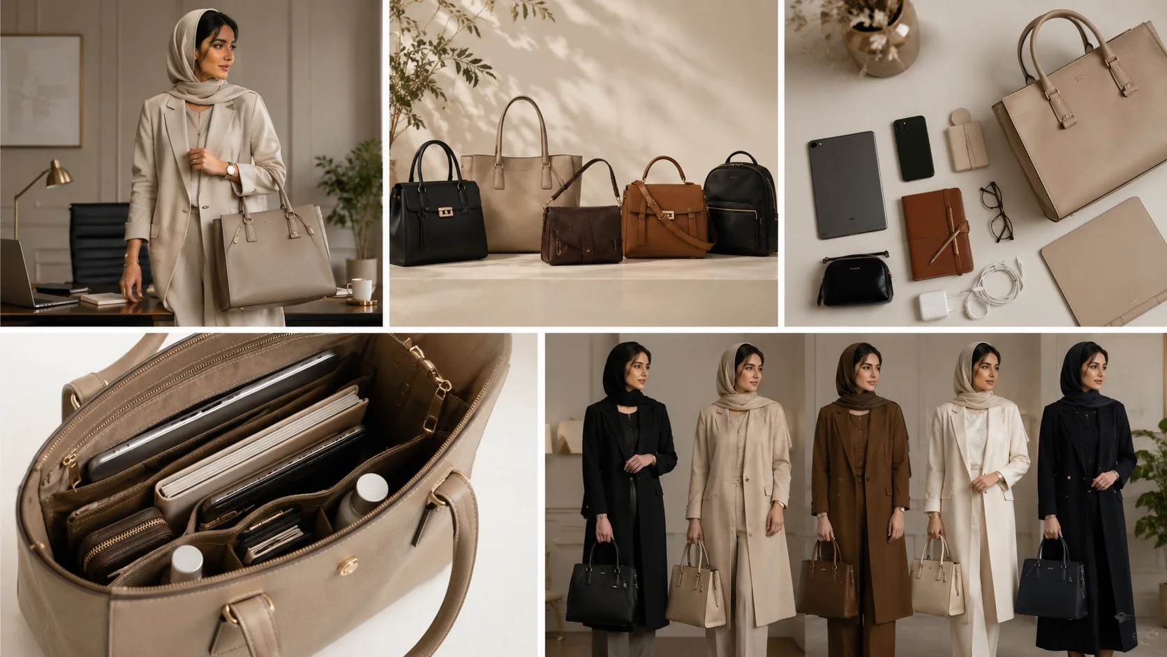 women’s office-appropriate bags in versatile colors بهترین رنگ کیف برای استایل اداری چیست