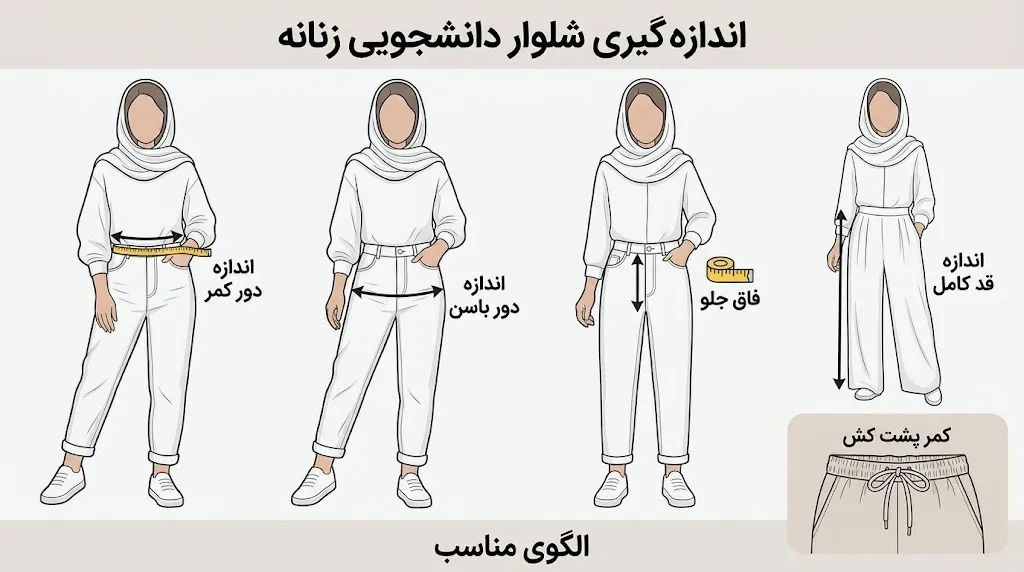 اندازه گیری شلوار دانشجویی