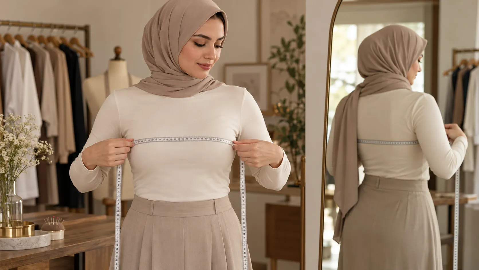 روش صحیح اندازه گرفتن دور سینه با متر خیاطی برای انتخاب سایز شومیز زنانه